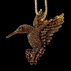 🐞🤎Gold/Brown Hummingbird Necklace / Brooch - NWOT🤎🐞